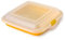 PracticDomus Porta Sandwich y Alimentos ideal Almuerzo o Merienda. Reutilizable, Libre de BPA y Apilable en Nevera. Medida 14 x 14 x 3.6 cm (1X Amarillo)