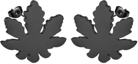 Hohl Marihuana Blatt geformt Ohrring Weed Blatt Ohrstecker für Frauen Männer Hohl Ahornblatt Schmuck Geschenk, Edelstahl