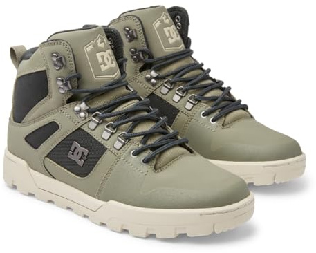 DC Shoes Pure Hi - Water Resistant High Top Leather Boots for Men - Wasserabweisende Lederstiefel - Männer - 44 - Beige,