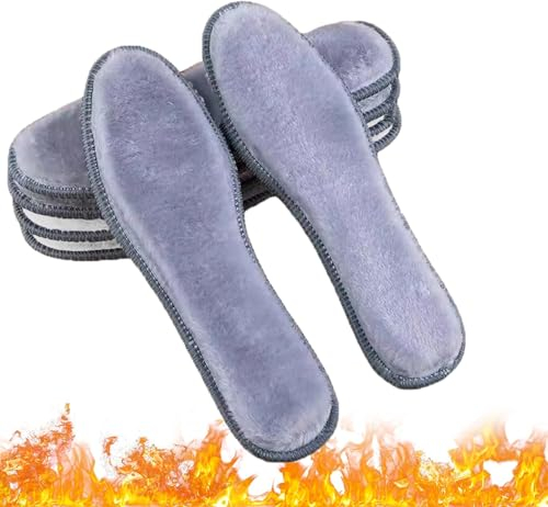 SunAurora 2 Paia Soletta in Lana di Montone,Super Spessa Solette Scarpe Termiche da Donna e da Uomo, Duratura e Morbida Calde Soletta Invernali per Scarpe da Lavoro Stivali Scarpe in Gomma (44)