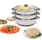 Dampfgarer aus Edelstahl 28cm Drei Lagen Hochwertiger Edelstahl Couscoustopf mit Glasdeckel und zwei Dampfeinsätzen Steam Cooker für alle Herdarten auch Induktion, Kombinierbar
