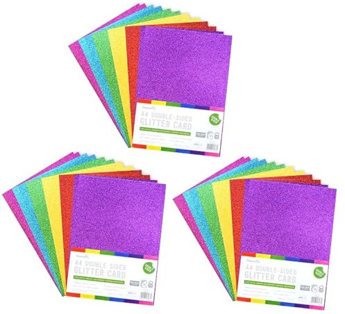Dovecraft A4 Double Sided Glitter Bumper Pack 350gsm - Rainbow Bright -2 Pack