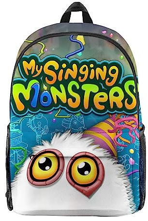 HotcoS My Singing Monsters Schulrucksack, 3D-Gedruckt, Für Jungen Und Mädchen, Schultasche, Anime-Cartoon, Studenten, Büchertasche, Laptop, Reiserucksack/Typ 3/47 * 28Cm