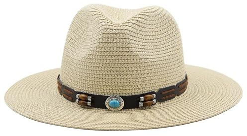 Chapeau Paille Grande Taille Chapeaux Dame Plage Parent-Enfant Large Bord Chapeau De Paille Homme Soleil Casquette Plus Taille Chapeau Fedora 59-61Cm Beige