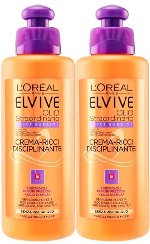 L'Oréal Paris Elvite, außergewöhnliches Öl, für Locken, Glättungscreme ohne Ausspülen, Anti-Frizz und Feuchtigkeitsschutz, cremige Textur, 2 Flaschen 200 ml