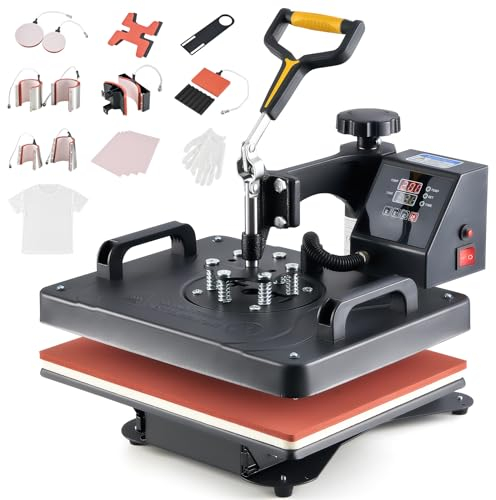 CREWORKS 11 en 1 Presse à Chaud 38x30cm 1250W Machine Transfert de Chaleur Polyvalente avec Panneau de Contrôle Digital pour T-Shirt Mug Chapeau Assiette Casquette Chaussure Stylo Baseball