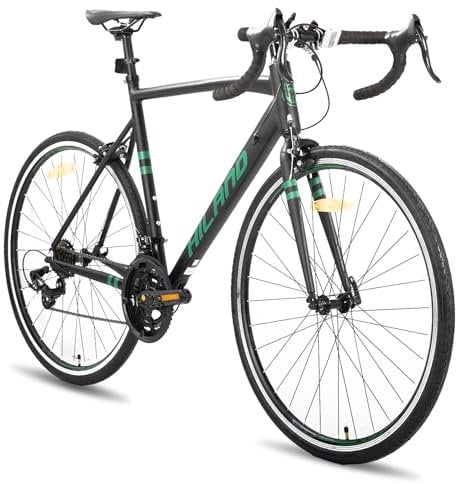 HILAND 28 Zoll Rennrad 14 Gang, Aluminium Rahmen 700c Rennrad, 530mm Rahmen City Pendler Fahrrad für Männer Frauen Schwarz