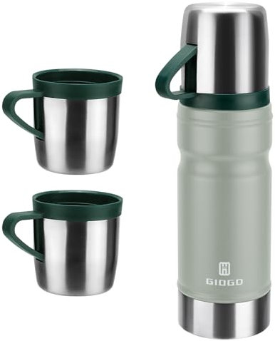 Thermo Cup 680ml/23oz Vacuum Insulated Flask for Hot and Cold Drinks, Coffee Stainless Steel Flask Bottle for Adult, Gym, Outdoor (Light Gray, Set)