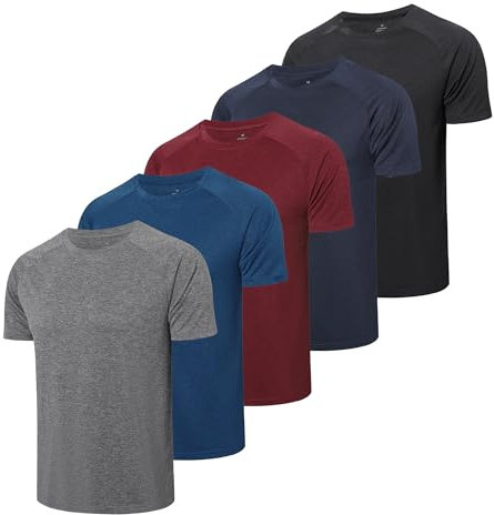 Cimic 5er Pack Sport Tshirts Herren Funktionsshirt Sportshirt Herren Kurzarm T Shirt Atmungsaktive Trainingsshirt Männer Fitness Gym Laufshirt Wandershirt Men Set 210 Black Grey Navy Blue Red M