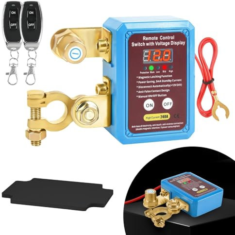 Drahtloser Ferngesteuerter Auto Trennschalter, 12V Batterie Trennschalter 240A, Batterie Kill Switch Anti-Diebstahl, automatische Abschaltung Schalter für Auto, RV, ATV, LKW, Boot.