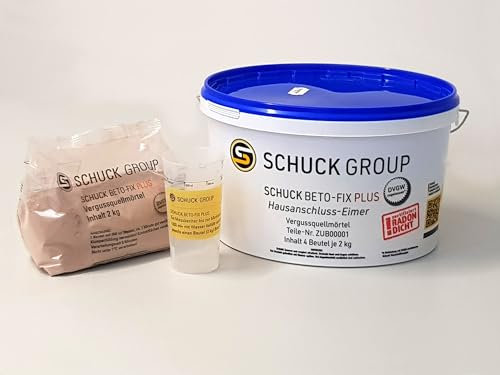 SCHUCK Beto-Fix Plus Vergussmörtel, Quellmörtel für Hausanschlüsse, für den normkonformen Einbau Ihrer Hauseinführung für Gas, Wasser, Telekommunikation und Strom (8, Kilogramm)