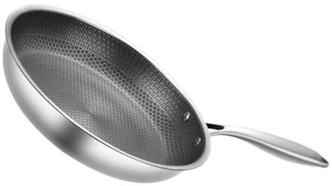 SECFOU Edelstahl Bratpfanne Mit Wabenstruktur Antihaft Eierpfanne 28cm Für Gas- Elektro Und Induktionsherde Kratzfest Und Leicht Für Tägliche Küche