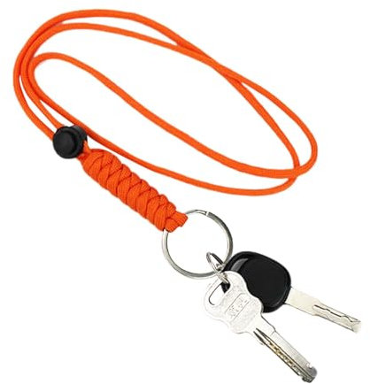 Mimoqk Heavy Duty Lanyard Strap, Braided Keychain Lanyard, Whistle Lanyard Strap, Durable Car Key Holder, Heavy Duty Braided Strap, Adjustable Key Holder Lanyard, Lanyard Necklace for Keys, Orange1,