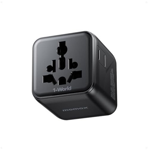 MOMAX Adaptador Enchufe Universal versión Mini, Adaptador de Viaje para la mayoría de Europa, EE.UU., Japón, Australia (Tipo C/A/G/I)