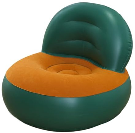 Folpus Aufblasbares Sofa, weiches PVC, tragbares L-förmiges Lazy Sofa, aufblasbarer Lounge-Sessel, Luftcouch für Outdoor-Aktivitäten, Reisen, Orange Und Grün