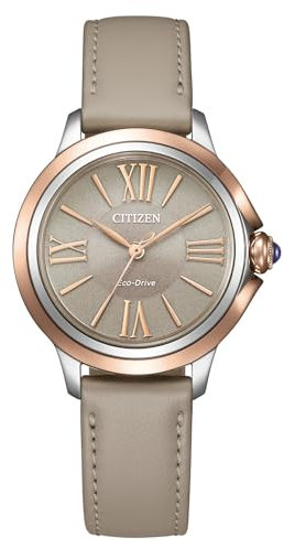 CITIZEN Damen Analog Eco-Drive Uhr mit Leder Armband EM1166-01Z