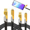 4 In 1 Charger Cable 2Pcs Dual Head Type c Data Usb 4 In 1 Multi Charger Cable Fast Charging Pd 27w 65w with Iphone 16/15/14/13/12/11 Pro Max, Macbook, Samsung Galaxy