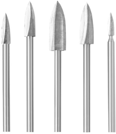 Vroxdrez Juego de Brocas de Madera para Dremel Herramienta Rotativa, 5 Piezas con Vástago de 1/8”, Accesorios para Tallado, Perforación, Carpintería y Bricolaje