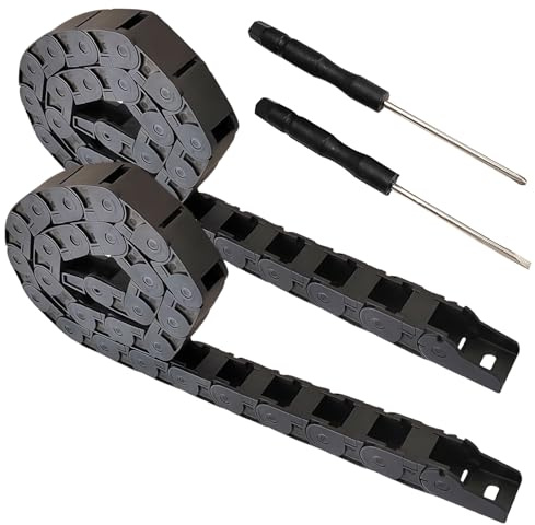 GOEDCH Schleppkette und Schraubendreher: 2 Stück 1M Kabelschleppkette 15mm x 30mm, Abnehmbarer Kreuzschlitzschraubendreher, Energiekette für 3D Drucker, Schwarz Flexibler Schleppkettenkabel