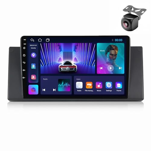 Android 14 Car Radio para BMW 5 Series E39 E53 X5 M5 1995-2006 2 DIN de Coche NAVEGACIÓN con Pantalla Táctil 9 Pulgadas Reproductor Multimedia Autoradio SWC FM RDS Carplay (M100CP 4core 1+32G)