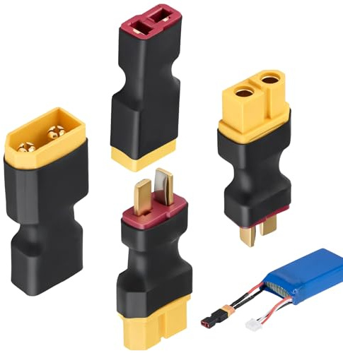 HAVIRI 2 Pair XT60 Connectors (2PCS XT-60 Female to Male T Connector and 2PCS XT60 Male to Female Deans T Plug), Battery Connectors Deans T Plug to XT-60 Connector for RC Lipo NiMH Battery Charger
