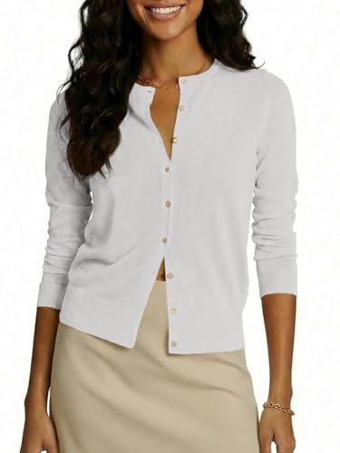 Saodimallsu Cardigan léger à Manches Longues et Boutons pour Femme | Cardigan léger boutonné pour femme