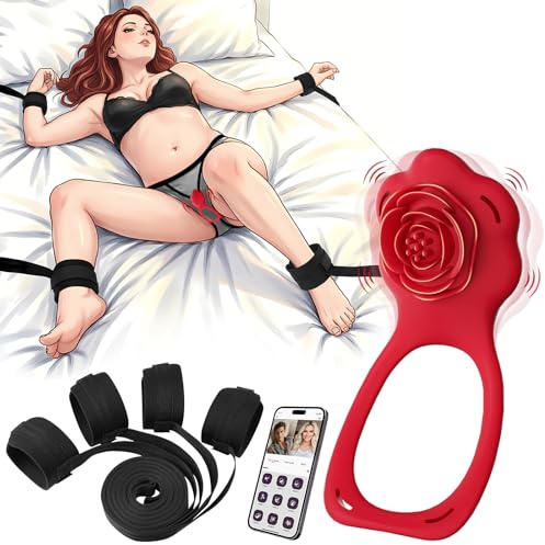 Bondage Set Bett Fesseln Sex Spielzeug für Paare, Tragbar APP Fernbedienung Vibrator Sex Spielzeug für die Frau, BDSM Fesselset mit Handschellen, Fußfesseln, Sexspielzeug für Paare Extrem