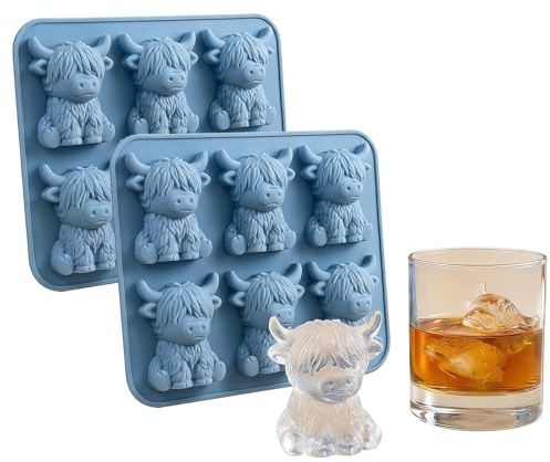 Moule à GlaçOns Mini Vache Des Highlands, Moule à GlaçOns En Silicone 6 CavitéS,Jolis Moules à GlaçOns 3d En Forme De Vache,MatéRiau De Qualité Alimentaire,DéMoulage,IdéAl Pour FêTes Et Cocktails (2)
