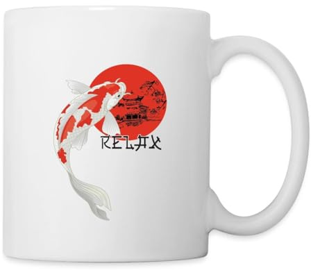 Spreadshirt Carpe Koi Japon Soleil Rouge Culture Japonaise Zen Mug Blanc