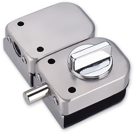 WheatThrive Glass Door Lock, Stainless Steel Bolt, No Drill Sliding Gate Latch for 8-12mm Thick Frameless Doors, Office Home Security, Silver, Pack