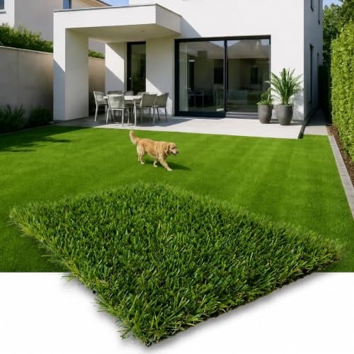 GrecoShop Prato Sintetico Extra Drenante per Cani 2x5 m 25 mm, Erba Sintetica per Animali Domestici, Tappeto Erba Artificiale Antiodore, Resistente ai Raggi UV, per Giardino, Terrazzo e Aree Pet