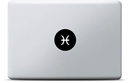 Sternzeichen Fische Symbol MacBook Sticker, Zodiac Sign MacBook Pro, MacBook Air, Vinyl Aufkleber schwarz, Laptop decal, Leuchteffekt