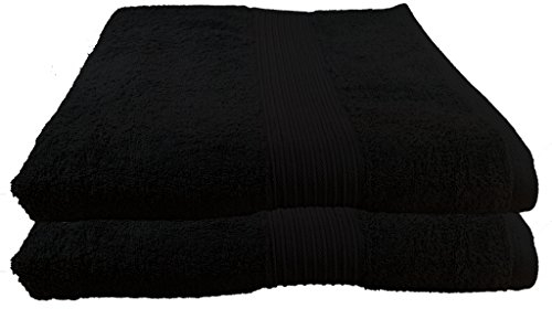 Julie Julsen 2er Pack Saunatücher vielen Farben Reine Baumwolle Qualität 500 GSM Strandtuch Schwarz 80 x 200 cm