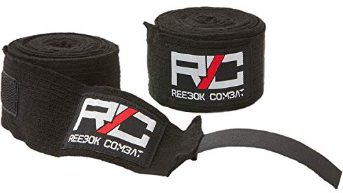 Reebok Unisex Adult Combat Boxing Hand Wraps - Black, 180-Inch