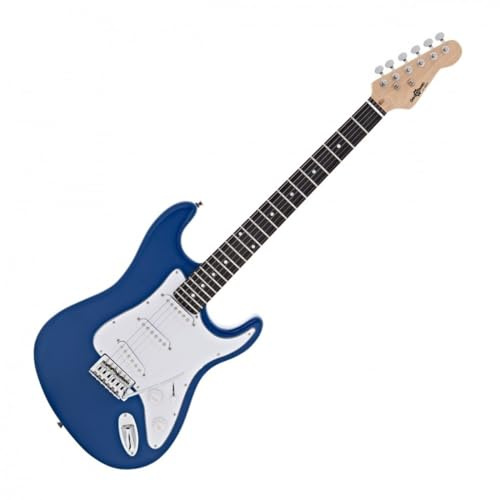 E-Gitarre LA von Gear4music Starter Pack Blau | Leichter Doppel-Cutaway-Körper, bequemer Ahornhals, volles Griffbrett aus Pappel, komplettes Zubehör-Set mit 22 Füßen