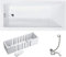 VBChome Badewanne 120x70 cm Acryl SET Wannenträger Siphon Wanne Rechteck Weiß Design Modern Styroporträger Ablaufgarnitur in Chrom Viega Simplex (120x70 cm)