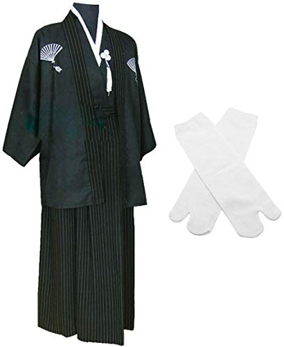 Japanese Kimono Samurai Hakama Bushi Mens Uniform with Tabi Socks Set(CHF010)