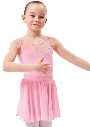 tanzmuster Kinder Ballettrock Eva zum Reinschlüpfen aus Baumwolle und Chiffon in rosa, Größe:164/170