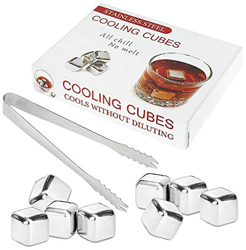 Piedras De Whisky Reutilizables, Cubitos De Hielo De Acero Inoxidable Con Pinzas, Piedras Refrigerantes No Diluyentes Para Bebidas O Refrescos De Vino (Juego De 8)