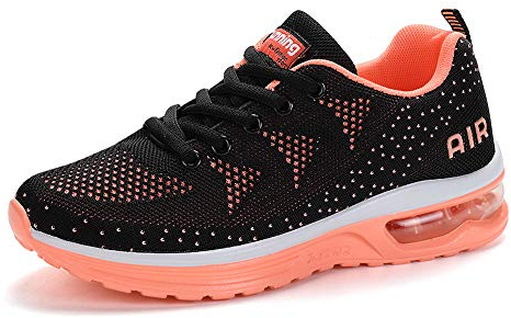 frysen Herren Damen Sportschuhe Laufschuhe mit Luftpolster Turnschuhe Profilsohle Sneakers Leichte Schuhe BlackOrange 36