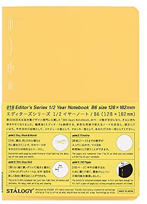 Nitoms S4126 STALOGY Notizbuch, 1/2-Ohr-Notizbuch, B6, kariert, Gelb