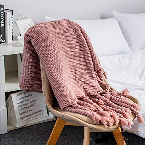 YUANP Cable Knit Blanket,knitted Throw Blanket Large Knot Thick Knit Blanket Couch Blanket Cable Knit Gray Throw Blankets For Woven Knit Throw,Pink-130x170cm