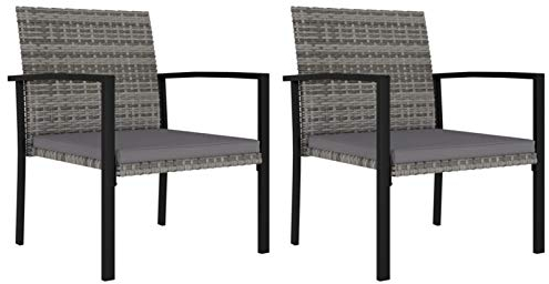 Festnight Garten-Essstühle 2 STK. Gartenstuhl Polyrattan Essstuhl Rattansessel Balkonstühle Outdoor Gartenstuhl Stuhlset Poly Rattan Grau