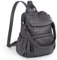 UTO Damen Rucksack Leder PU Cabrio Schulrucksack Rucksackhandtaschen Multifunktionsrucksack mit Quasten Lässige Schultertaschen Für Arbeit Schule Groß Kapazität Reißverschluss Umhängetasche Dunkelgrau