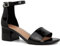 LONDON FOG Nikki Damen-Sandalen, niedrig, zweiteilig, Blockabsatz, Knöchelriemen, Pumps, Schwarz Lack, 37.5 EU