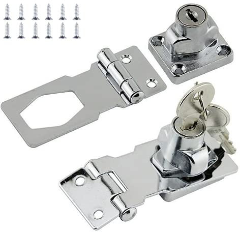 Hasp and Staple Shed Lock - 2Pcs Heavy Duty Door Locks - Safety Padlocks with 2 Keys Set for Loft Hatch Lock, Gate Lock, Caravan Door Lock, Cabinet Lock, Cupboard Lock (2.5Inch)