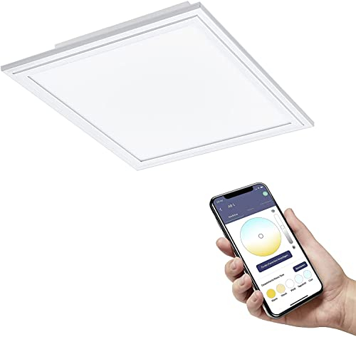 Eglo connect.z Smart Home Led pannello Salobrena-Z, L x L 30 cm, ZigBee, app e controllo vocale, colore della luce regolabile, dimmerabile, lampada da soffitto in alluminio bianco