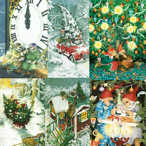 Inge Löök Weihnachten Postkarte (nu19,25,45,54,59,65), weiß groon gelb rot blau