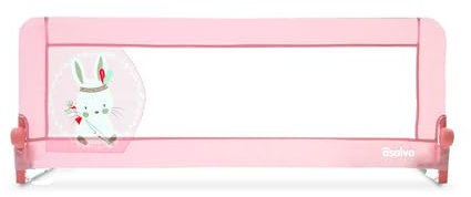 Asalvo Barrera de Cama 2 en 1 de 150 cm para Niño - Abatible con Correas Ajustables + Apta para Cama Nido + Instalación Fácil y Lavado Sencillo - Protección Segura y Estable - Conejito Tippi