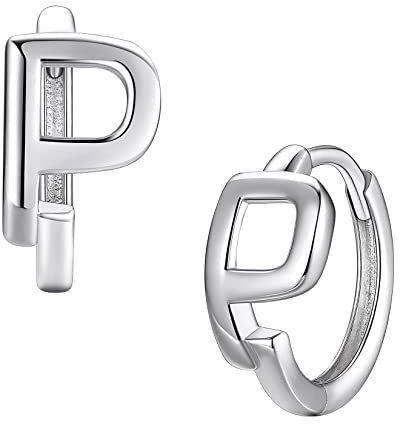 Suplight Ohrringe Damen mit Buchstabe P Creolen aus 925 Sterling Silber Initiale Alphabet Schmuck Geschenk für Frauen Mädchen